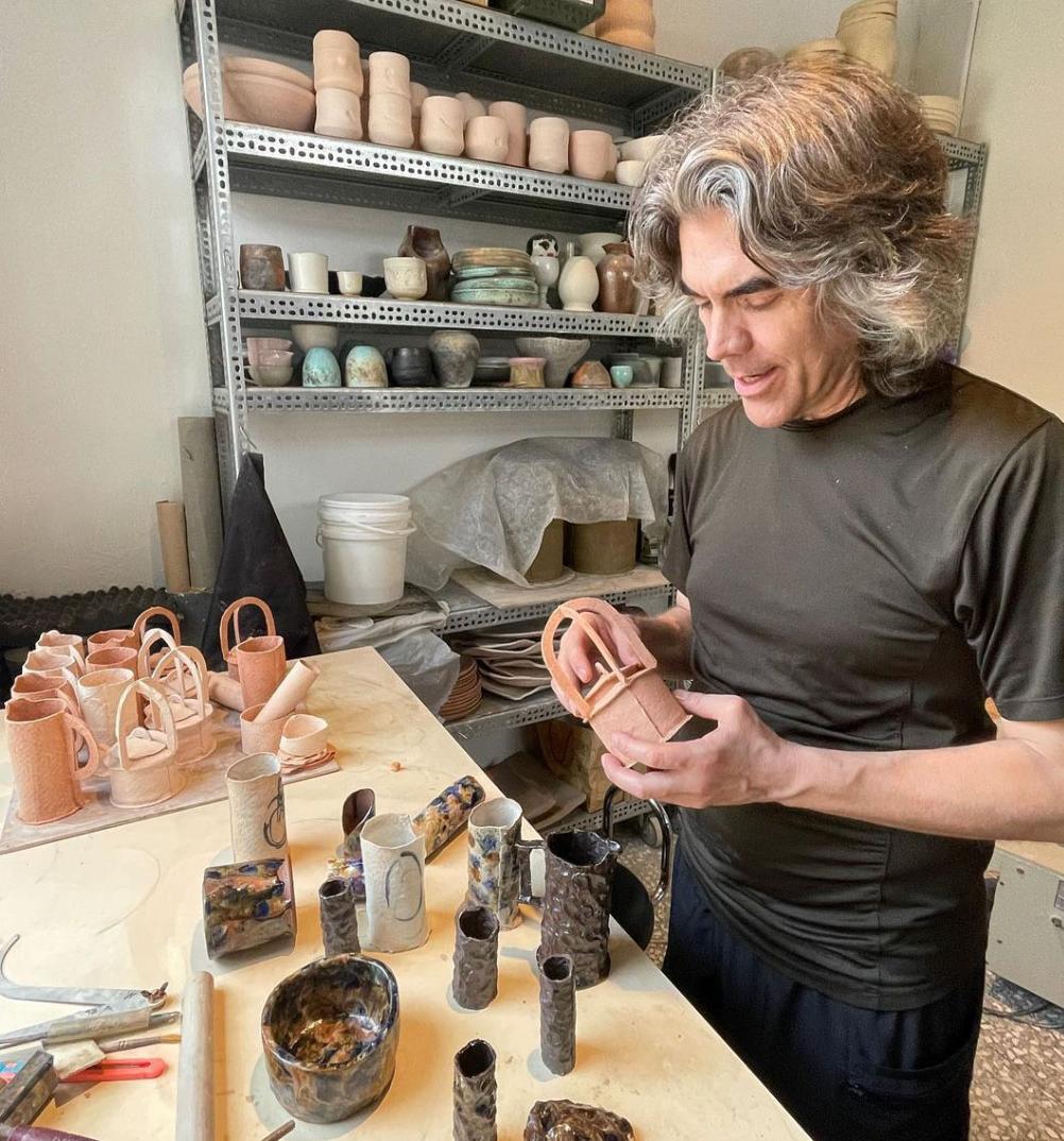 Professor Brian Molanphy leads a pottery workshop at Cloud Forest Collective in Taiwan.